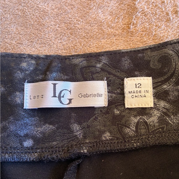 NWT LG LENA GABRIELLA Black & Silver Pull On Pants Size 12 - Picture 4 of 7
